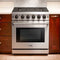 Thor Kitchen 5-Piece Appliance Package - 30" Gas Range, French Door Refrigerator, Wall Mount Hood, Dishwasher, and Wine Cooler in Stainless Steel Appliance Package Thor Kitchen 