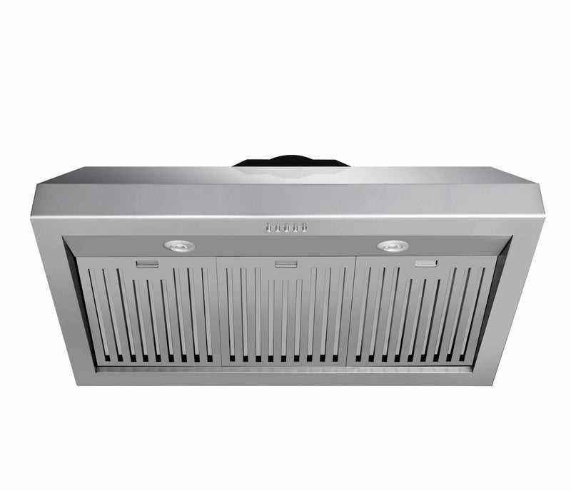 Thor Kitchen 5-Piece Appliance Package - 36" Gas Range, French Door Refrigerator, Under Cabinet Hood, Dishwasher, and Wine Cooler in Stainless Steel Appliance Package Thor Kitchen 