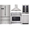 Thor Kitchen 5-Piece Appliance Package - 36" Gas Range, French Door Refrigerator, Wall Mount Hood, Dishwasher, and Wine Cooler in Stainless Steel Appliance Package Thor Kitchen 