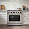 Thor Kitchen 5-Piece Appliance Package - 36" Gas Range, French Door Refrigerator, Wall Mount Hood, Dishwasher, and Wine Cooler in Stainless Steel Appliance Package Thor Kitchen 