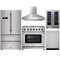 Thor Kitchen 5-Piece Appliance Package - 36" Gas Range, French Door Refrigerator, Wall Mount Hood, Dishwasher, and Wine Cooler in Stainless Steel Appliance Package Thor Kitchen Natural Gas Pro Style 