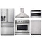 Thor Kitchen 5-Piece Appliance Package - 36-Inch Electric Range, Refrigerator with Water Dispenser, Wall Mount Hood, Dishwasher, & Microwave Drawer in Stainless Steel Appliance Package Thor Kitchen 
