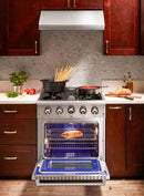 Thor Kitchen 5-Piece Pro Appliance Package - 30-Inch Gas Range, Refrigerator with Water Dispenser, Under Cabinet Hood, Dishwasher, & Wine Cooler in Stainless Steel Appliance Package Thor Kitchen 