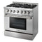 Thor Kitchen 5-Piece Pro Appliance Package - 36-Inch Dual Fuel Range, Refrigerator with Water Dispenser, Under Cabinet Hood, Dishwasher, & Microwave Drawer in Stainless Steel Appliance Package Thor Kitchen 