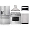 Thor Kitchen 5-Piece Pro Appliance Package - 36-Inch Dual Fuel Range, Refrigerator with Water Dispenser, Wall Mount Hood, Dishwasher & Microwave Drawer in Stainless Steel Appliance Package Thor Kitchen 