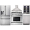Thor Kitchen 5-Piece Pro Appliance Package - 36-Inch Gas Range, Refrigerator with Water Dispenser, Wall Mount Hood, Dishwasher, & Wine Cooler in Stainless Steel Appliance Package Thor Kitchen 