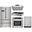 Thor Kitchen 5-Piece Pro Appliance Package - 36" Rangetop, Wall Oven, Under Cabinet Hood, Dishwasher & Refrigerator in Stainless Steel Appliance Package Thor Kitchen 