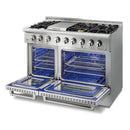 Thor Kitchen 5-Piece Pro Appliance Package - 48" Dual Fuel Range, French Door Refrigerator, Dishwasher, Under Cabinet Hood, and Microwave Drawer in Stainless Steel Appliance Package Thor Kitchen 