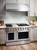 Thor Kitchen 5-Piece Pro Appliance Package - 48-Inch Dual Fuel Range, Refrigerator with Water Dispenser, Dishwasher, & Wine Cooler in Stainless Steel Appliance Package Thor Kitchen 