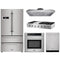 Thor Kitchen 5-Piece Pro Appliance Package - 48" Rangetop, Wall Oven, Premium Hood, Dishwasher & Refrigerator in Stainless Steel Appliance Package Thor Kitchen Natural Gas 11" Height 