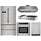 Thor Kitchen 5-Piece Pro Appliance Package - 48" Rangetop, Wall Oven, Premium Hood, Dishwasher & Refrigerator in Stainless Steel Appliance Package Thor Kitchen Natural Gas 16.54" Height 