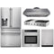 Thor Kitchen 5-Piece Pro Appliance Package - 48" Rangetop, Wall Oven, Premium Hood, Dishwasher & Refrigerator with Water Dispenser in Stainless Steel Appliance Package Thor Kitchen Natural Gas 16.54" Height 