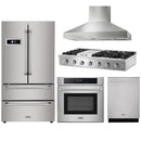 Thor Kitchen 5-Piece Pro Appliance Package - 48" Rangetop, Wall Oven, Wall Mount Hood, Dishwasher & Refrigerator in Stainless Steel Appliance Package Thor Kitchen 