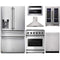 Thor Kitchen 6-Piece Appliance Package - 30-Inch Gas Range, Refrigerator with Water Dispenser, Wall Mount Hood, Dishwasher, Microwave Drawer, & Wine Cooler in Stainless Steel Appliance Package Thor Kitchen 