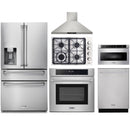 Thor Kitchen 6-Piece Pro Appliance Package - 30" Cooktop, Wall Oven, Wall Mount Hood, Refrigerator with Water Dispenser, Dishwasher, & Microwave Drawer in Stainless Steel Appliance Package Thor Kitchen 