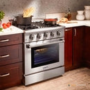 Thor Kitchen 6-Piece Pro Appliance Package - 30" Dual Fuel Range, French Door Refrigerator, Wall Mount Hood, Dishwasher, Microwave Drawer, & Wine Cooler in Stainless Steel Appliance Package Thor Kitchen 