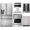 Thor Kitchen 6-Piece Pro Appliance Package - 30-Inch Dual Fuel Range, Refrigerator with Water Dispenser, Wall Mount Hood, Dishwasher, Microwave Drawer, & Wine Cooler in Stainless Steel Appliance Package Thor Kitchen 