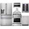 Thor Kitchen 6-Piece Pro Appliance Package - 30-Inch Gas Range, Refrigerator with Water Dispenser, Wall Mount Hood, Dishwasher, Microwave Drawer, & Wine Cooler in Stainless Steel Appliance Package Thor Kitchen 