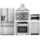 Thor Kitchen 6-Piece Pro Appliance Package - 36" Cooktop, Wall Oven, Wall Mount Hood, Refrigerator with Water Dispenser, Dishwasher & Microwave Drawer in Stainless Steel Appliance Package Thor Kitchen 
