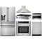 Thor Kitchen 6-Piece Pro Appliance Package - 36" Rangetop, Wall Oven, Wall Mount Hood, Refrigerator with Water Dispenser, Dishwasher, & Microwave in Stainless Steel Appliance Package Thor Kitchen 