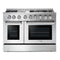 Thor Kitchen 6-Piece Pro Appliance Package - 48" Dual Fuel Range, French Door Refrigerator, Dishwasher, Pro Wall Mount Hood, Microwave Drawer, & Wine Cooler in Stainless Steel Appliance Package Thor Kitchen 