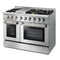 Thor Kitchen 6-Piece Pro Appliance Package - 48" Dual Fuel Range, French Door Refrigerator, Dishwasher, Under Cabinet Hood, Microwave Drawer, & Wine Cooler in Stainless Steel Appliance Package Thor Kitchen 
