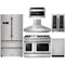 Thor Kitchen 6-Piece Pro Appliance Package - 48" Gas Range, French Door Refrigerator, Dishwasher, Pro Wall Mount Hood, Microwave Drawer, & Wine Cooler in Stainless Steel Appliance Package Thor Kitchen 